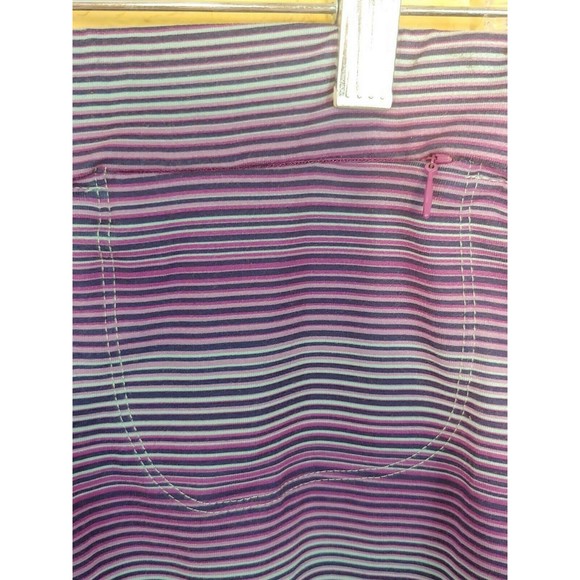 Tehama Athletic Tennis Skirt Medium Purple Striped Zip Pockets Tie Waist Stretch - Picture 3 of 6
